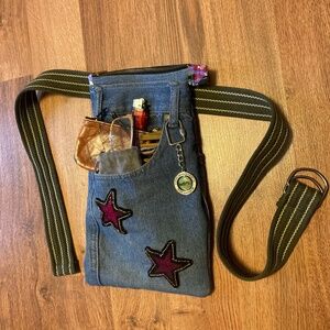 Handmade Upcycled Denim Hip Bag – Festival Crossbody or Belt Bag!